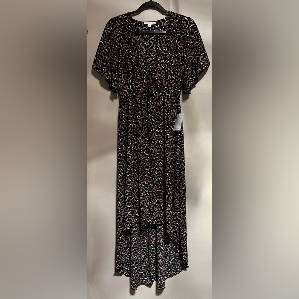 Bailey Blue Floral Flutter Sleeve Maxi Dress Medium NWT